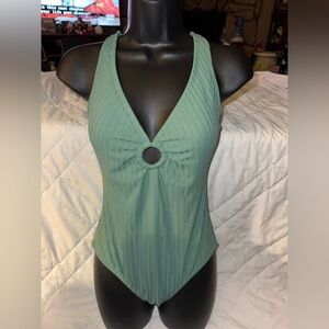 Kona Sol Wide Ribbed Ring Medium Coverage One Piece Swimsuit